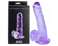 Прозрачный фаллоимитатор с мошонкой Intergalactic Oxygen Purple 18 см