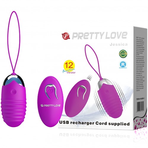 Ребристое виброяйцо с беспроводным пультом Pretty Love Jessica