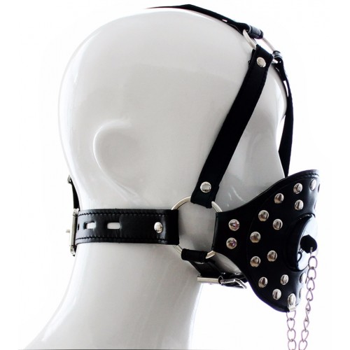 БДСМ маска на лицо с кляпом-затычкой