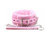Розовый БДСМ ошейник с меховой подкладкой