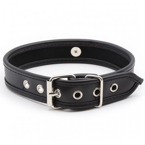 Черный ошейник с металлическим кольцом