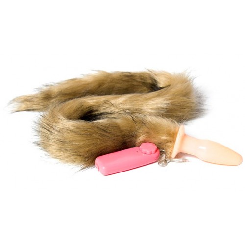 Анальная вибровтулка из силикона с длинным рыжим хвостом 90 см Анальная вибровтулка из силикона с длинным рыжим хвостом 90 см