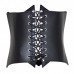 Черный корсет из натуральной кожи на шнуровке с открытой грудью