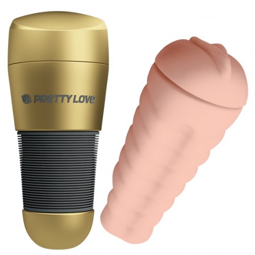 Мастурбатор-вагина в золотой колбе Pretty Love Kitty Мастурбатор-вагина в золотой колбе Pretty Love Kitty