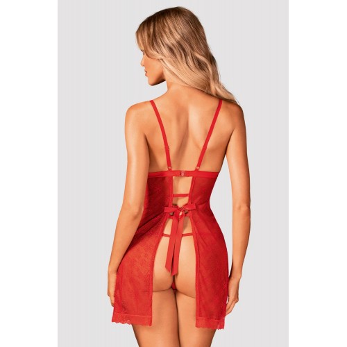 Пикантный красный бэби-долл со стрингами XL/XXL