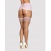 Бежевые чулки с нежно-розовым кружевом Girlly S/M