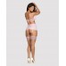 Бежевые чулки с нежно-розовым кружевом Girlly S/M