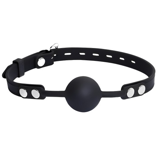 Силиконовый кляп-шар черного цвета на ремне с замочком Силиконовый кляп-шар черного цвета на ремне с замочком