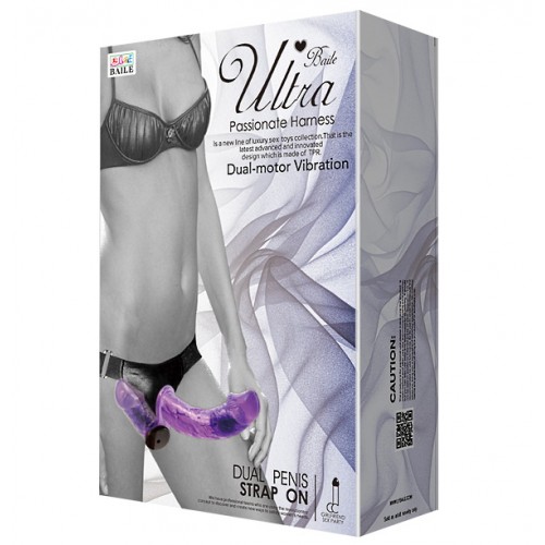 Двойной страпон с вибрацией Ultra Passionate Harness Violet Двойной страпон с вибрацией Ultra Passionate Harness Violet