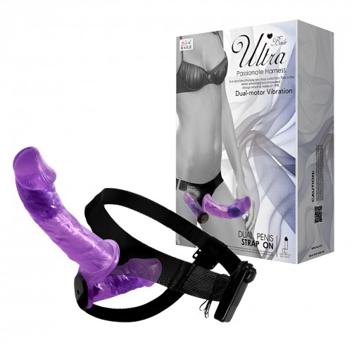 Двойной страпон с вибрацией Ultra Passionate Harness Violet Двойной страпон с вибрацией Ultra Passionate Harness Violet
