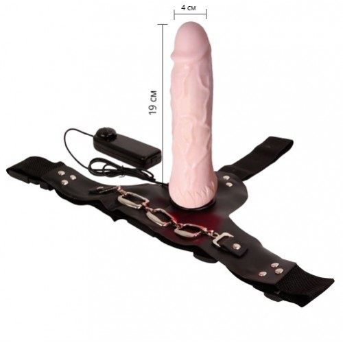 Вибрострапон с реалистичной насадкой на штырьке 19 см Вибрострапон с реалистичной насадкой на штырьке 19 см