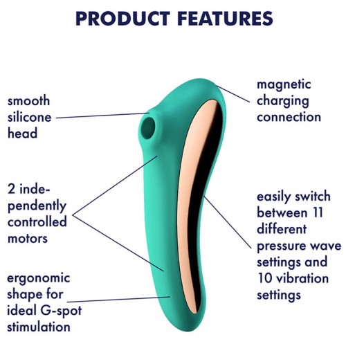 Вакуумно-волновой вибратор Satisfyer Dual Kiss зеленый Вакуумно-волновой вибратор Satisfyer Dual Kiss зеленый