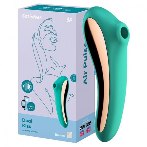 Вакуумно-волновой вибратор Satisfyer Dual Kiss зеленый Вакуумно-волновой вибратор Satisfyer Dual Kiss зеленый