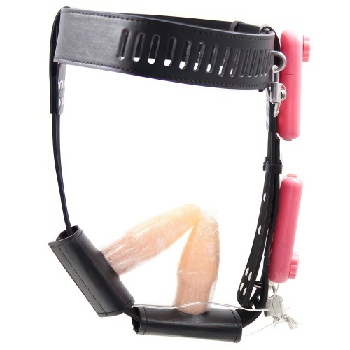 Женский пояс верности с двумя вибропробками Женский пояс верности с двумя вибропробками