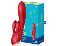 Смарт-вибратор с клиторальным стимулятором Satisfyer Double Flex красный
