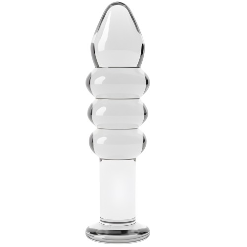 Ребристая анальная пробка из прозрачного стекла Glass Romance 14 см Ребристая анальная пробка из прозрачного стекла Glass Romance 14 см