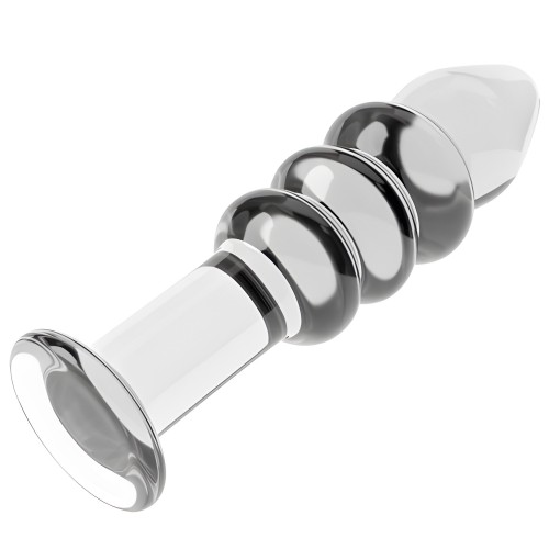 Ребристая анальная пробка из прозрачного стекла Glass Romance 14 см Ребристая анальная пробка из прозрачного стекла Glass Romance 14 см