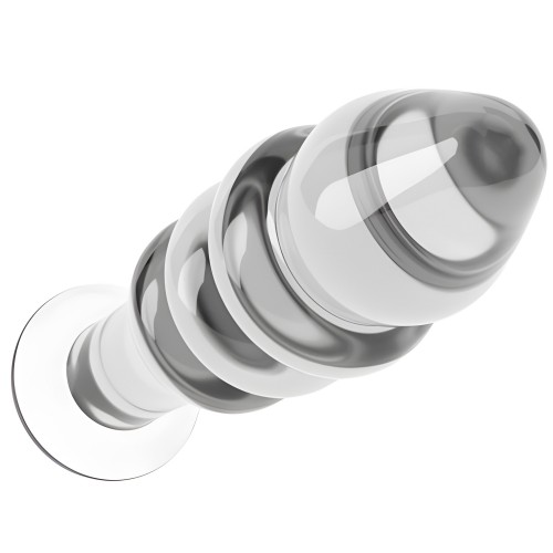 Ребристая анальная пробка из прозрачного стекла Glass Romance 14 см Ребристая анальная пробка из прозрачного стекла Glass Romance 14 см