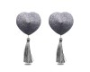 Пэстисы для груди серебристые Reusable Glitter Heart Tassel Nipple Pasties