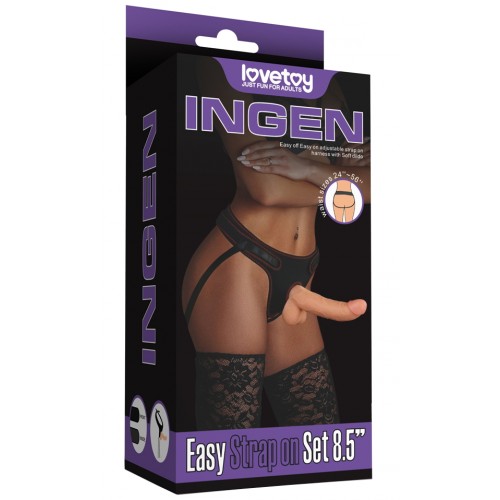 Изогнутый страпон-реалистик на черных трусиках Easy Strapon Set 21,5 см Изогнутый страпон-реалистик на черных трусиках Easy Strapon Set 21,5 см