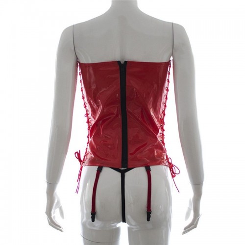 Сексуальный красный лаковый корсет