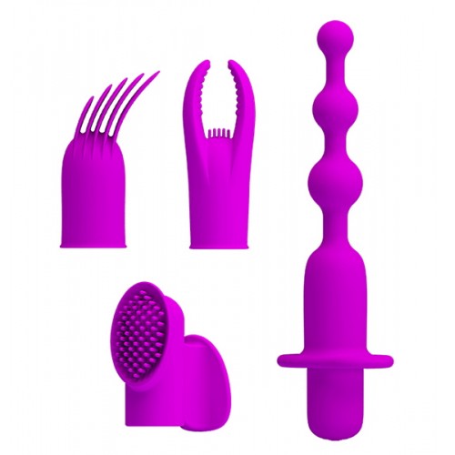 Набор насадок с перезаряжаемым вибростимулятором Joy Collection 4 in 1 Набор насадок с перезаряжаемым вибростимулятором Joy Collection 4 in 1