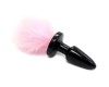 Черная силиконовая анальная пробка с розовым хвостиком