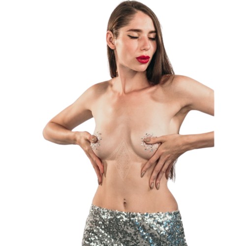 Наклейки на грудь со стразами Burlesque Rowland