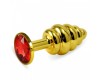 Анальная пробка Gold Small Plug рифленая красная