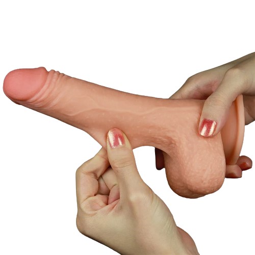 Гнущийся фаллоимитатор с эффектом двойной кожи Lovetoy Sliding-Skin Dual Layer Dong 18 см