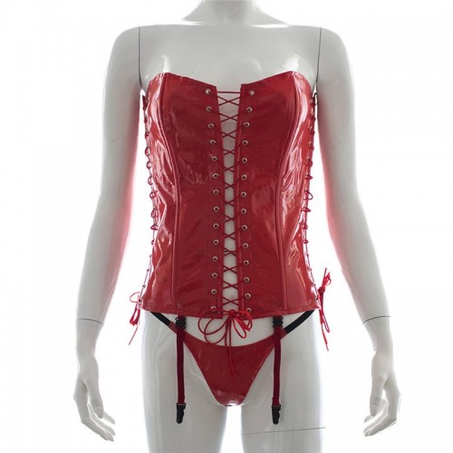 Сексуальный красный лаковый корсет