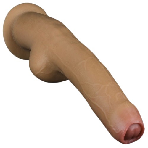 Реалистичный фаллоимитатор на присоске с мошонкой Dual Layered Handle Cock 28 см