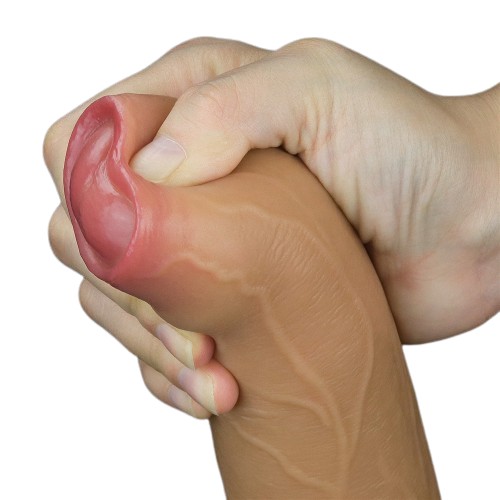 Реалистичный фаллоимитатор на присоске с мошонкой Dual Layered Handle Cock 28 см