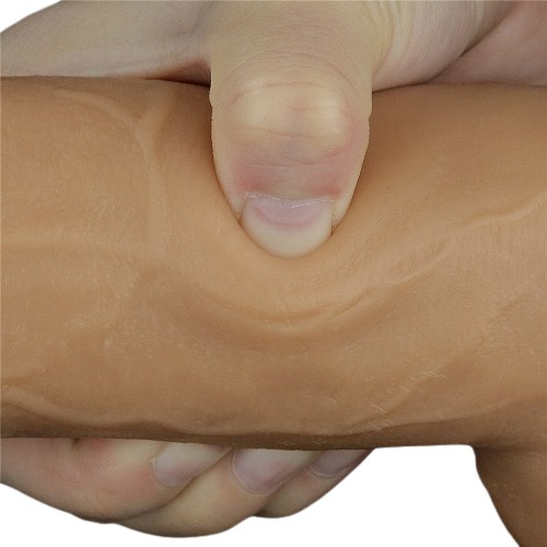 Реалистичный фаллоимитатор на присоске с мошонкой Dual Layered Handle Cock 28 см