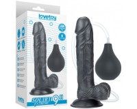 Черный фаллос с имитацией семяизвержения Lovetoy Squirt Extreme 23 см