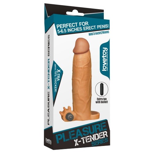Удлиняющая насадка на пенис с вибрацией X-Tender Penis Sleeve мулат + 5,5 см Удлиняющая насадка на пенис с вибрацией X-Tender Penis Sleeve мулат + 5,5 см