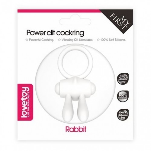 Белое виброкольцо Power Clit Cockring Rabbit