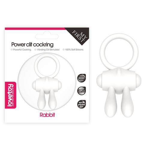 Белое виброкольцо Power Clit Cockring Rabbit