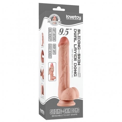 Гнущийся фаллоимитатор с эффектом двойной кожи Lovetoy Sliding-Skin Dual Layer Dong 24 см