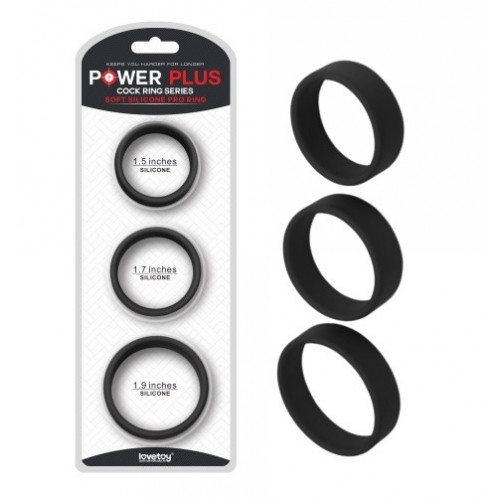 Набор из 3 плоских эрекционных колец Power Plus Soft Silicone Pro Ring