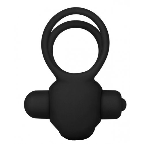 Двойное виброкольцо Power Clit Duo Silicone Cockring чёрное