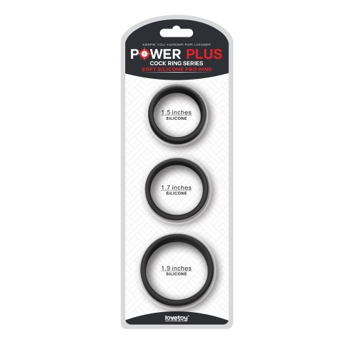 Набор из 3 плоских эрекционных колец Power Plus Soft Silicone Pro Ring