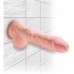 Большой фаллос с мошонкой на присоске King Cock Plus Triple Density 28 см