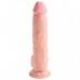 Большой фаллос с мошонкой на присоске King Cock Plus Triple Density 28 см
