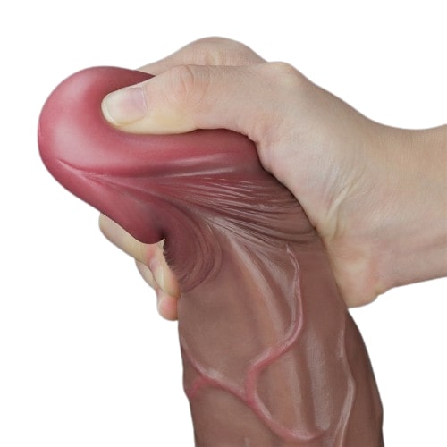 Реалистичный фаллос-мулат с рельефным стволом Lovetoy Silicone Cock 30 см Реалистичный фаллос-мулат с рельефным стволом Lovetoy Silicone Cock 30 см