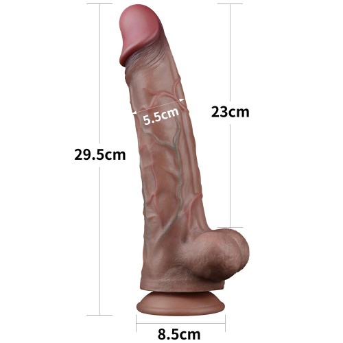Реалистичный фаллос-мулат с рельефным стволом Lovetoy Silicone Cock 30 см Реалистичный фаллос-мулат с рельефным стволом Lovetoy Silicone Cock 30 см