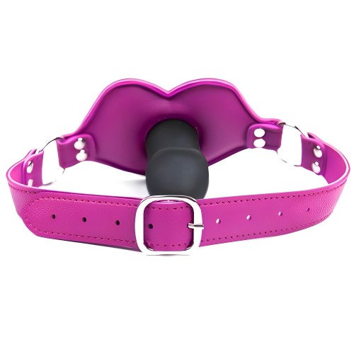 Силиконовый кляп-фаллос на розовом ремне в виде губ Силиконовый кляп-фаллос на розовом ремне в виде губ