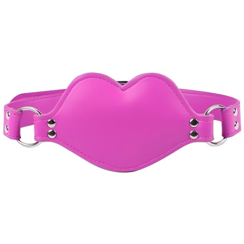 Силиконовый кляп-фаллос на розовом ремне в виде губ Силиконовый кляп-фаллос на розовом ремне в виде губ