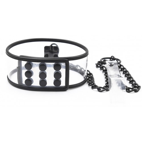 Прозрачный ошейник с поводком и заклёпками Прозрачный ошейник с поводком и заклёпками