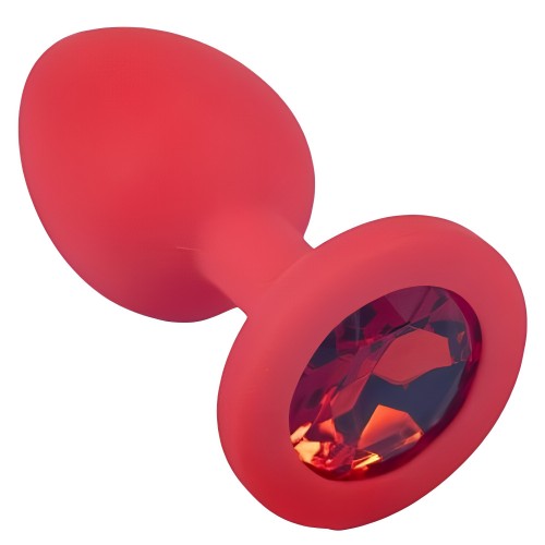 Красная силиконовая пробка с алым стразом S Красная силиконовая пробка с алым стразом S